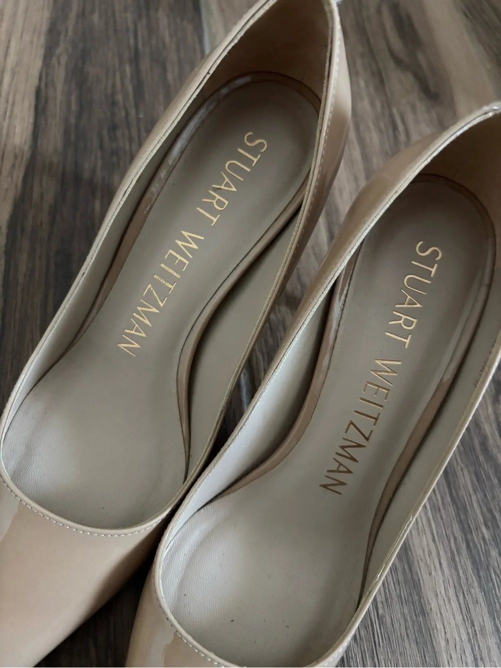 Stuart Weitzman Blush Patent Pointed-Toe Pumps